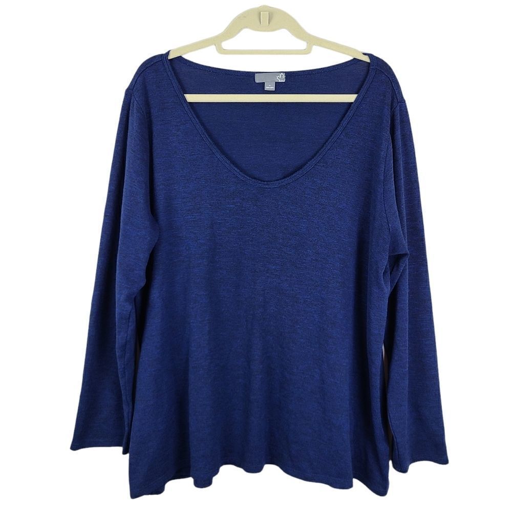 Navy Blue Fine Knit V-Neck Sweater Size 1X